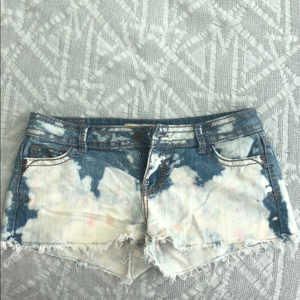 Tie dye denim shorts